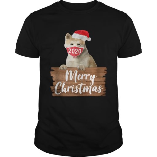 Christmas Dog Akita 2020 Mask Santa Hat shirt