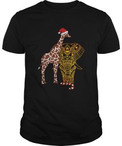 Christmas Elephant Giraffe Santa shirt