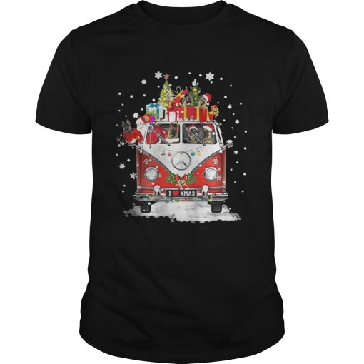 Christmas Hippie Car German Shepherd Shirt