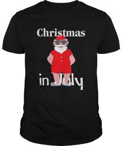 Christmas In July Funny Summer Santa Holiday shirt