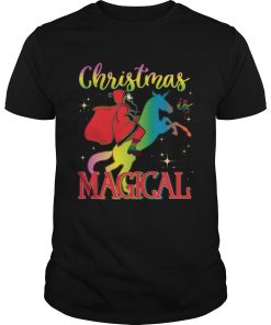 Christmas Is Magical Santa Riding Unicorn Holiday Shirt