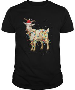 Christmas Lights Goat Wearing Santa Hat Funny Xmas shirt