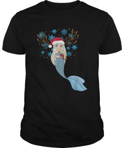 Christmas Mermaids Santa HatReindeer Antlers Gift shirt