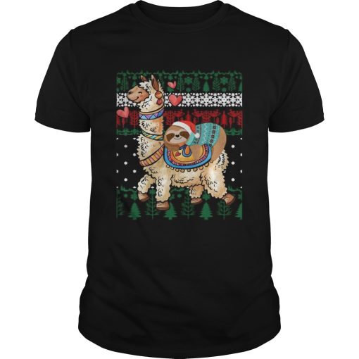 Christmas Santa Sloth And Llama Christmas shirt