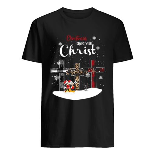 Christmas begins with christ cross Mickey Mouse shirt