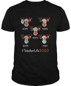 Christmas teacher life 2020 reindeer wearing mask shirt