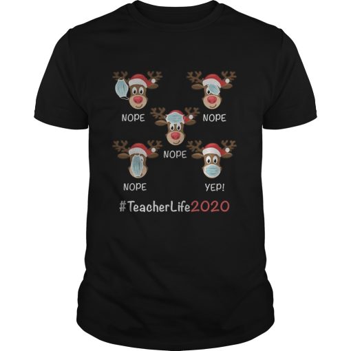 Christmas teacher life 2020 reindeer wearing mask shirt