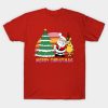 Christmas tree and Santa Claus with reindeer Merry Christmas shirt