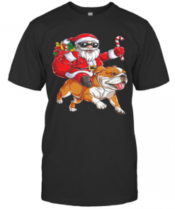 Claus Riding Bulldog Merry Christmas T-Shirt