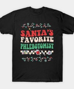 Cool Santa’s Favorite Phlebotomist Groovy Christmas Santa Lover Xmas Costume T-Shirt