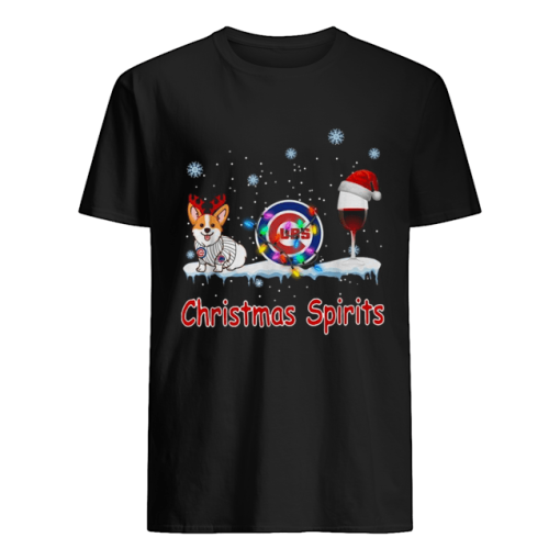 Corgi Chicago Cubs Christmas and wine spirits shirt