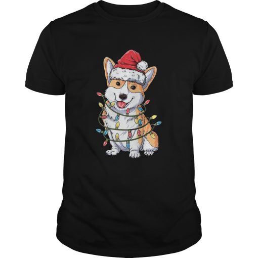 Corgi Santa Hat Christmas Light shirt