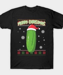 Cucumber wearing Santa hat Chistmas shirt