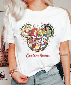 Custom Disney Princess Christmas Name Shirt, Happy Holidays Shirt