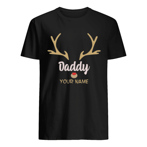 Custom Name Daddy Rudolph Reindeer Family Christmas T-Shirt