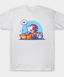 Cute Cats In Box Cartoon Vector Icon Illustration T-shirt