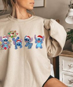 Cute Disney Santa Stitch Christmas Balloon Tee