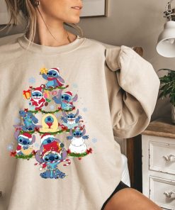 Cute Disney Santa Stitch Christmas Tree Sweatshirt