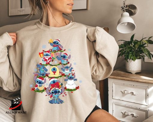 Cute Disney Santa Stitch Christmas Tree Sweatshirt