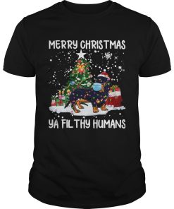 Dachshund Face Mask Merry Christmas Ya Filthy Humans shirt