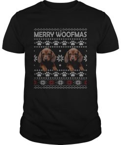 Dachshund Merry Woofmas Paw Ugly Merry Christmas shirt
