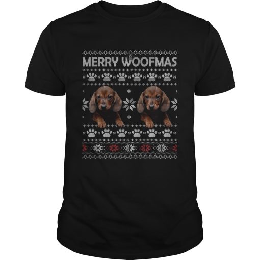 Dachshund Merry Woofmas Paw Ugly Merry Christmas shirt