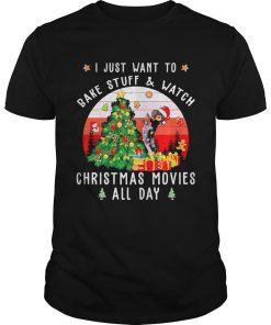 Dachshund Santa I just want to bake stuff and watch Christmas movies all day retro shirt