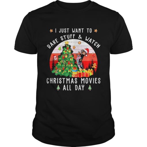 Dachshund Santa I just want to bake stuff and watch Christmas movies all day retro shirt