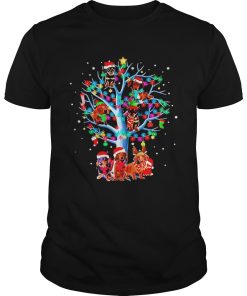 Dachshund Santa Tree Light Merry Christmas shirt