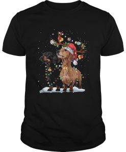 Dachshund Santa Xmas Merry Christmas Light shirt