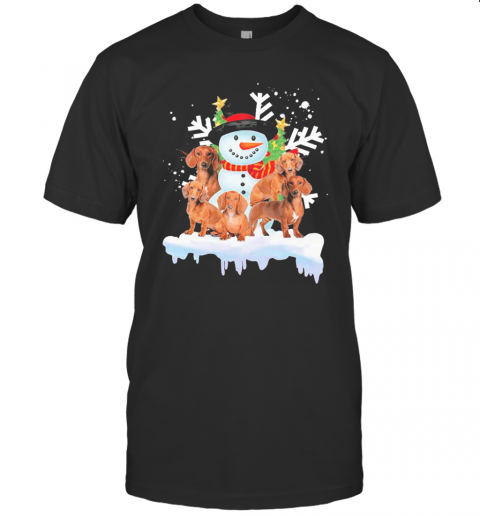 Dachshund Snowman Merry Christmas T-Shirt
