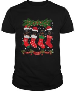 Dachshunds Santa In Socks Crew Neck Merry Christmas shirt