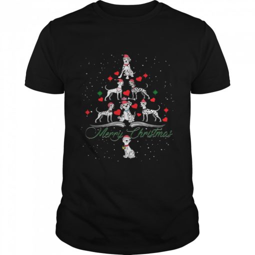 Dalmatian Dog Cartoon Merry Christmas Tree shirt