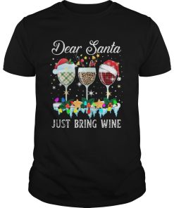 Dear Santa Just Bring Wine Christmas Pajama Costume shirt