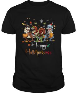 Dino Trex Happy HalloThanksMas Halloween Christmas shirt