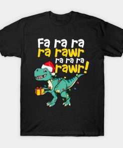 Dinosaur Christmas Fa Ra Rawr T Rex Santa Boys Men Xmas T-Shirt
