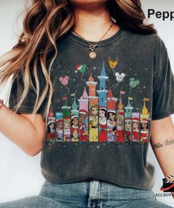 Disney Christmas Princess Characters Castle Shirt, Disney Xmas Princess Tee
