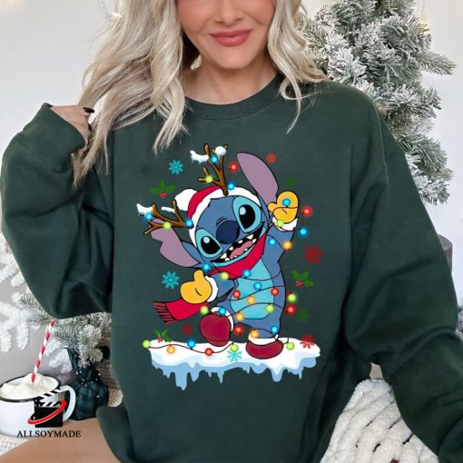 Disney Stitch Santa Christmas Light Sweatshirt