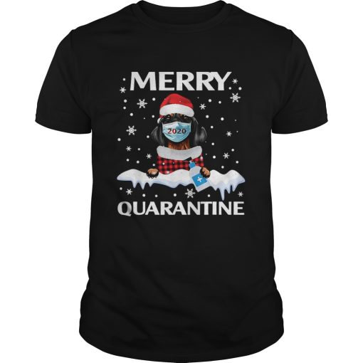 Dog Dachshund Face Mask Merry Christmas Quarantine shirt