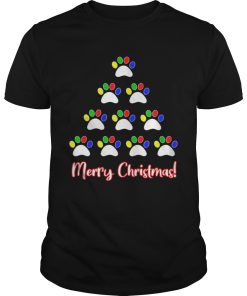 Dog Rescue of Iowa Dog Paw Merry Christmas Tree shirt