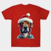 Dog wearing Santa Christmas shirt