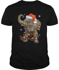 Elephant Santa Christmas Light shirt