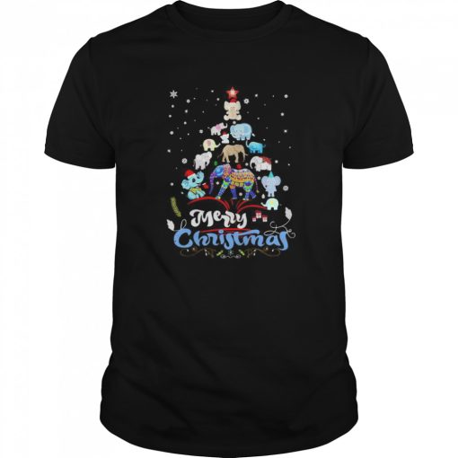 Elephant Snow Tree Merry Christmas shirt