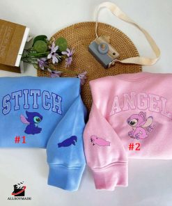 Embroidered Stitch and Angel Sweatshirt, Christmas Couple Gift
