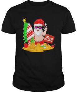 Fat Santa Claus beach Merry Christmas shirt