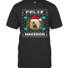 Feliz Navidog Briard Dog Santa Hat Funny Ugly Christmas T-Shirt