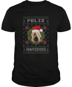 Feliz Navidog Briard Dog Santa Hat Ugly Christmas shirt