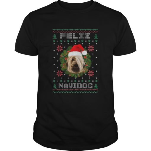 Feliz Navidog Briard Dog Santa Hat Ugly Christmas shirt