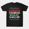 Funny Santa’s Favorite Nurse Groovy Christmas Santa Lover Xmas Costume T-Shirt