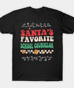 Funny Santa’s Favorite School Counselor Christmas Santa Xmas Costume T-Shirt